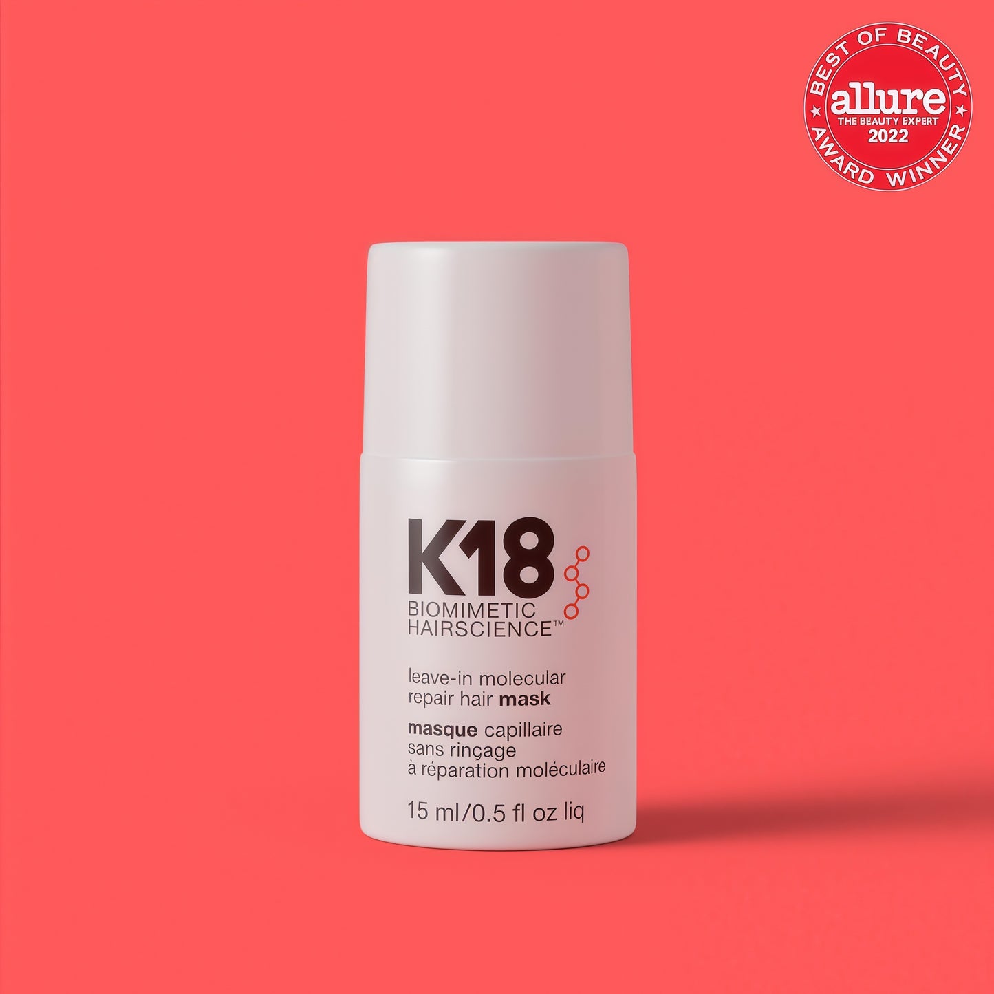 K18 Leave-In Molecular Repair Hair Mask, Patented, Lasting Repair For Dry, Frizzy, Damaged Hair, Reverse Damage In 4 Minutes From Bleach, Color, Chemical Services + Heat-Full Size - 50mL